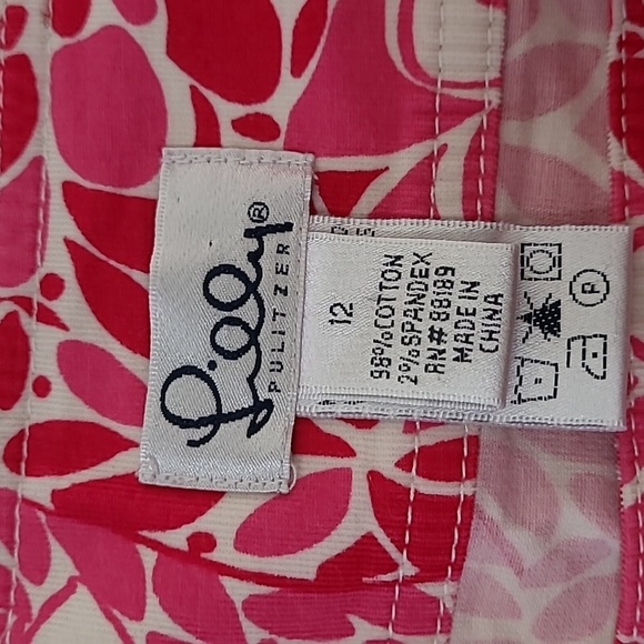 Lilly Pulitzer <White Label> Pink Floral Thin Corduroy Wrap Skirt size 12 - Picture 3 of 9